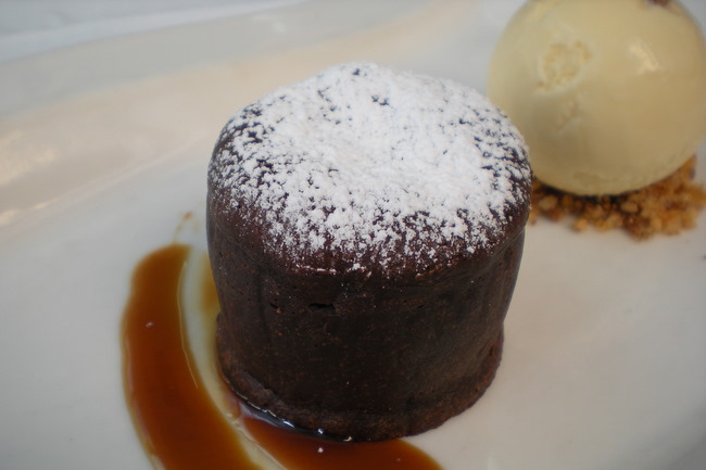 Chocolate fondant with ice cream